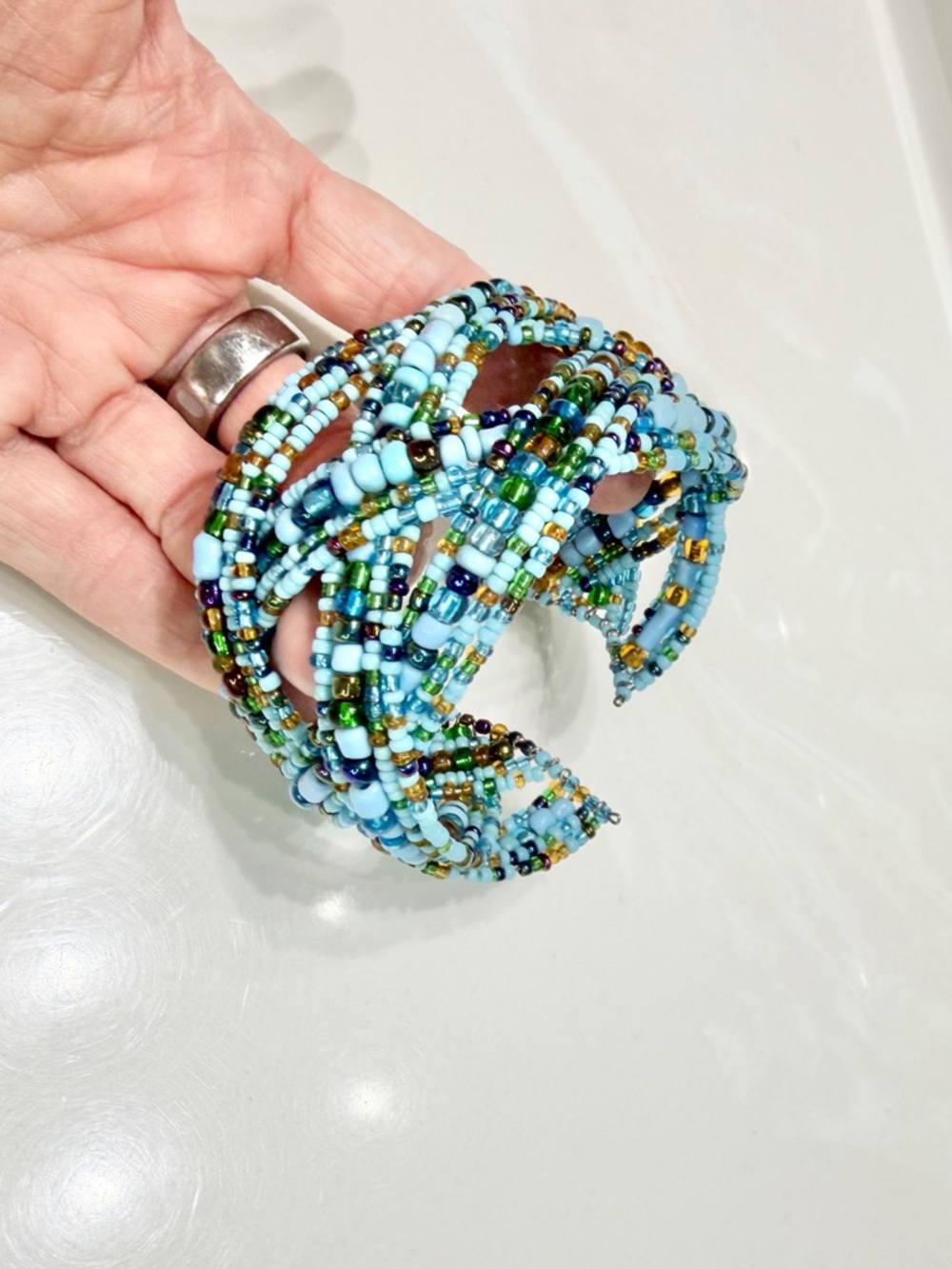 Blue and Brown Handmade Beaded Necklace